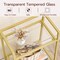 Gold Tempered Glass Bathroom Shelf with 3 Tiers and Guardrails